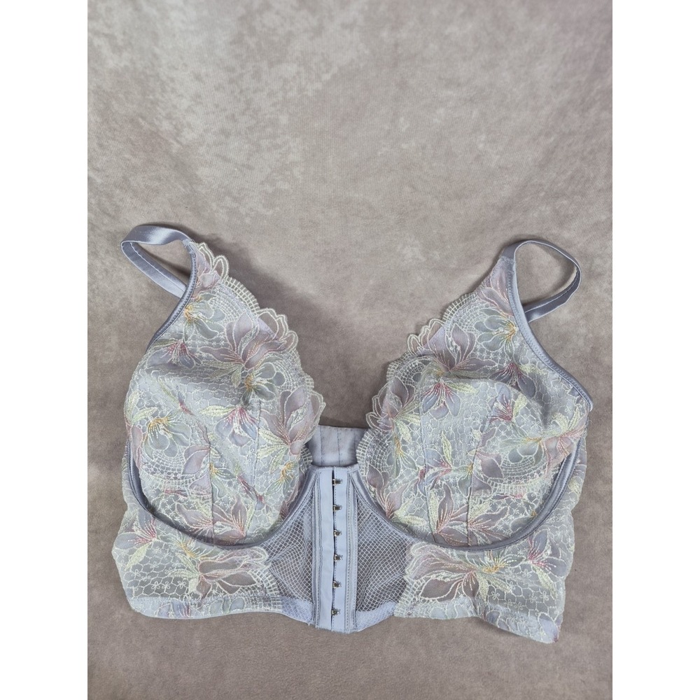 Victoria's Secret XXL Corset Bra Lilac Purple Floral Bralette Embroidered Luxe